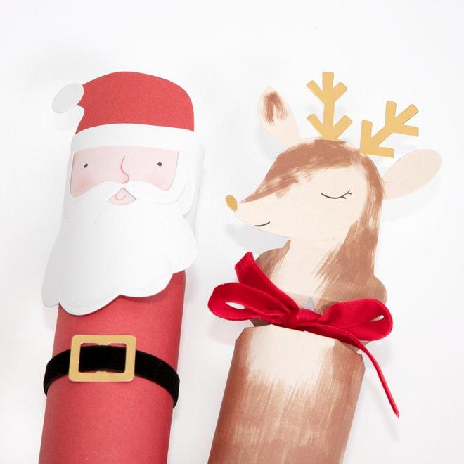 Crackers - santa y renos acuarela