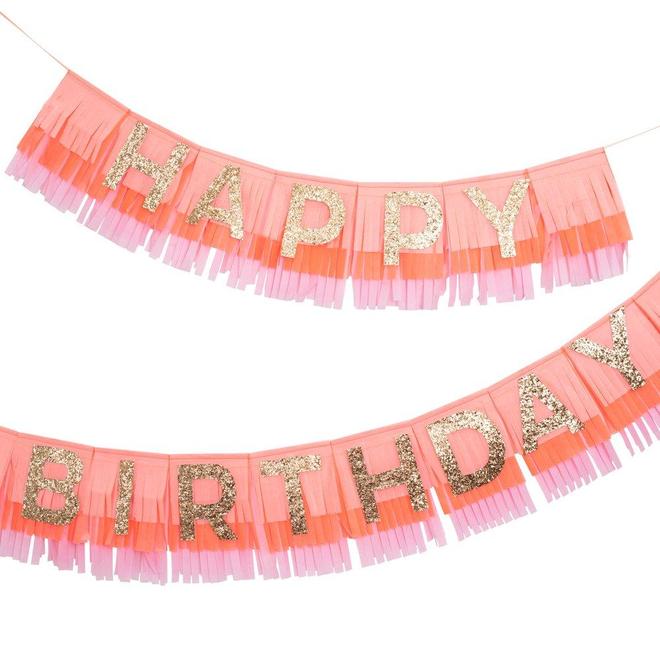 Guirnalda con tiritas Happy Birthday - rosada