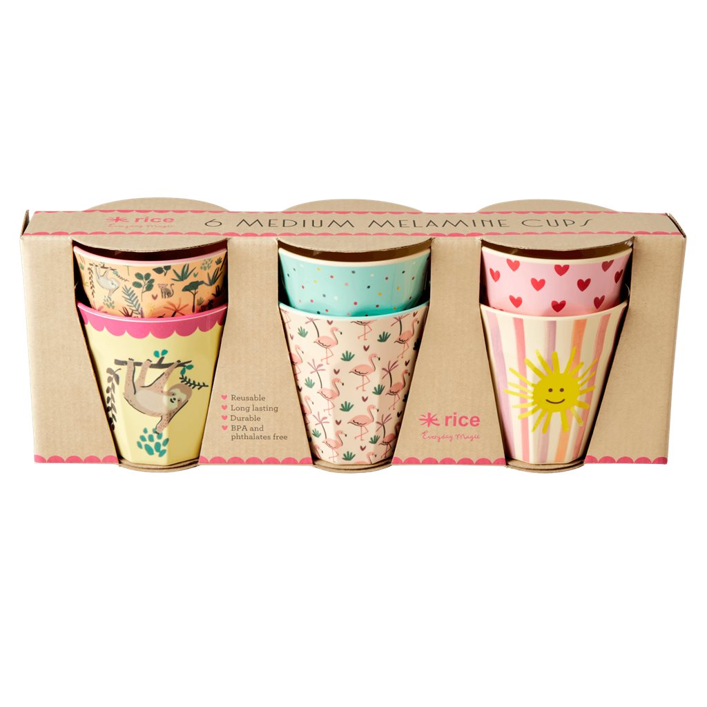 Pack 6 vasos melamina - diseños rosados