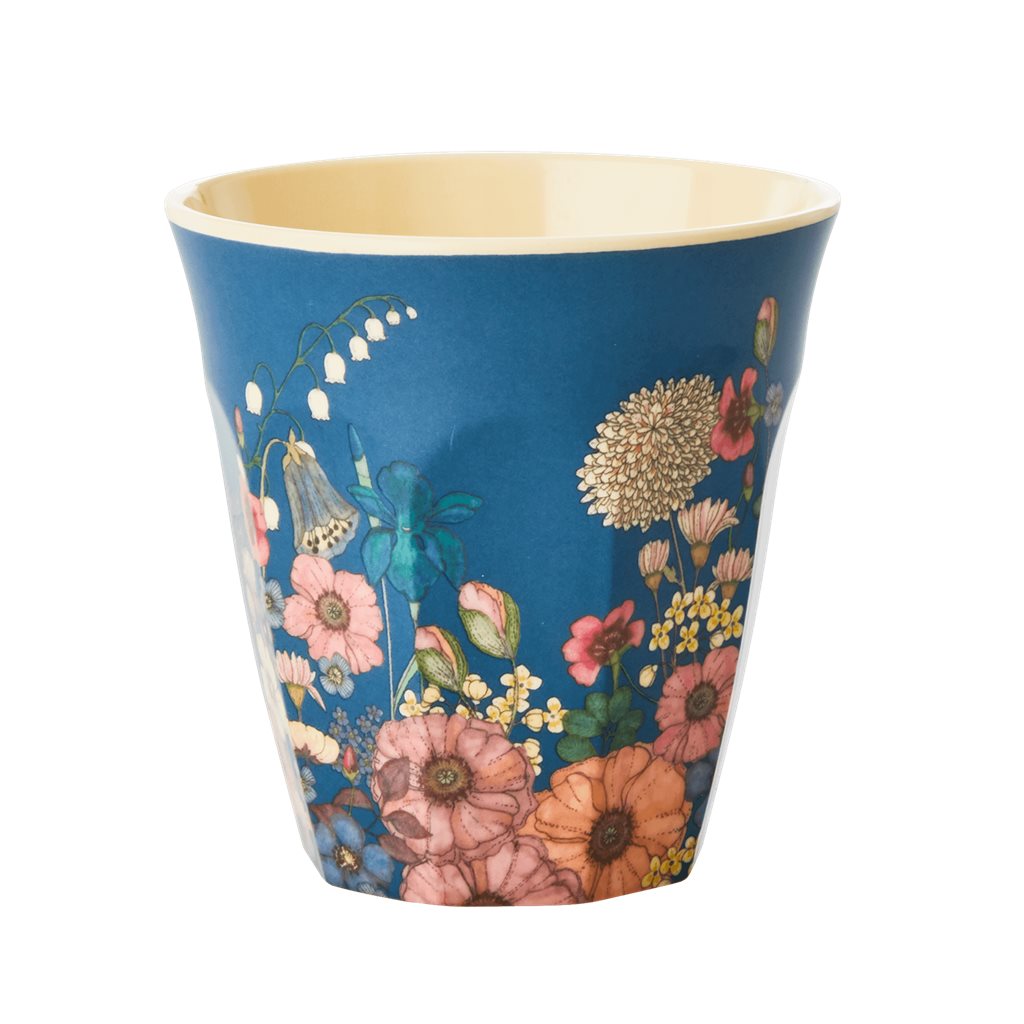 Vaso de melamina - flores de primavera con interior crema
