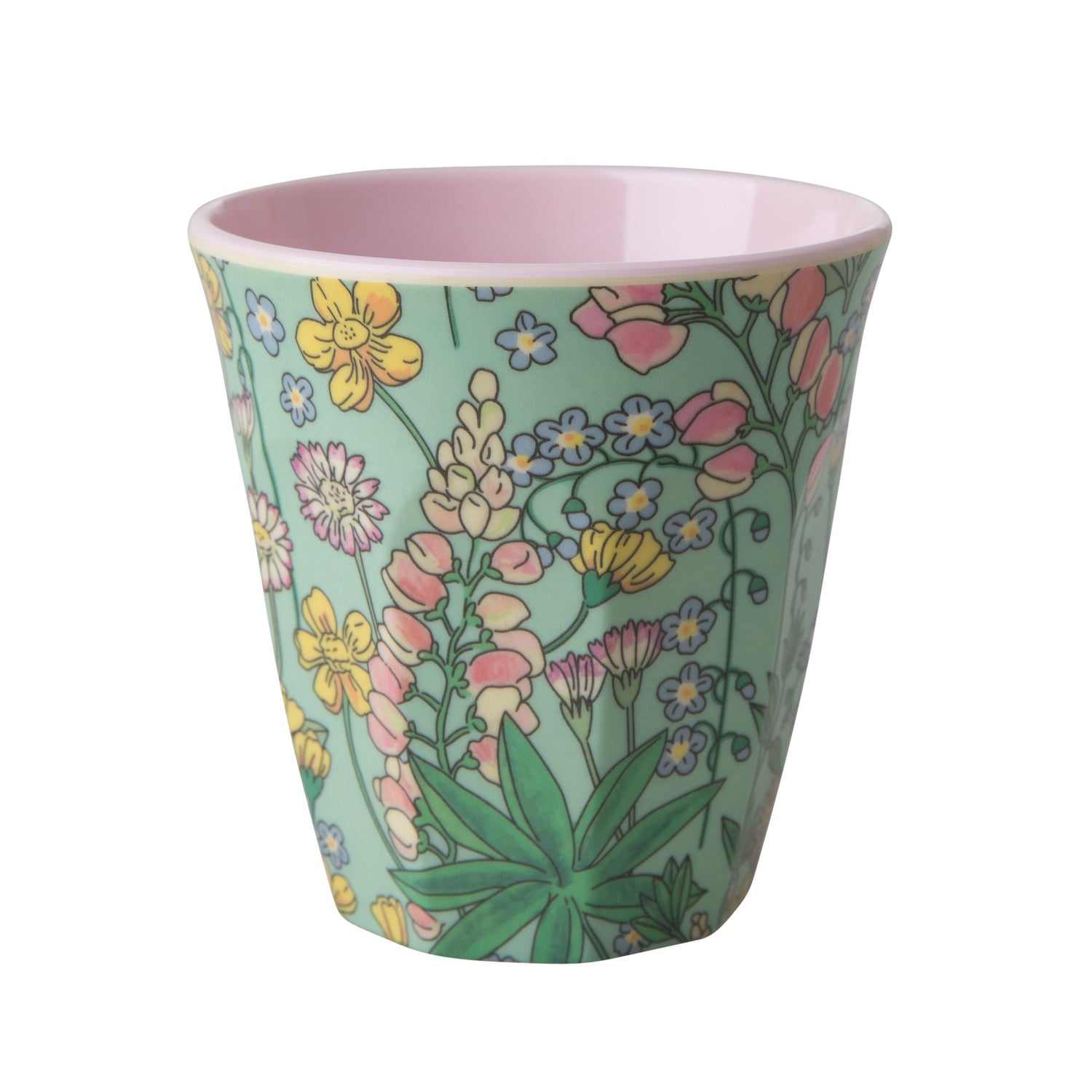 Vaso de melamina - flores de lupino con interior rosado