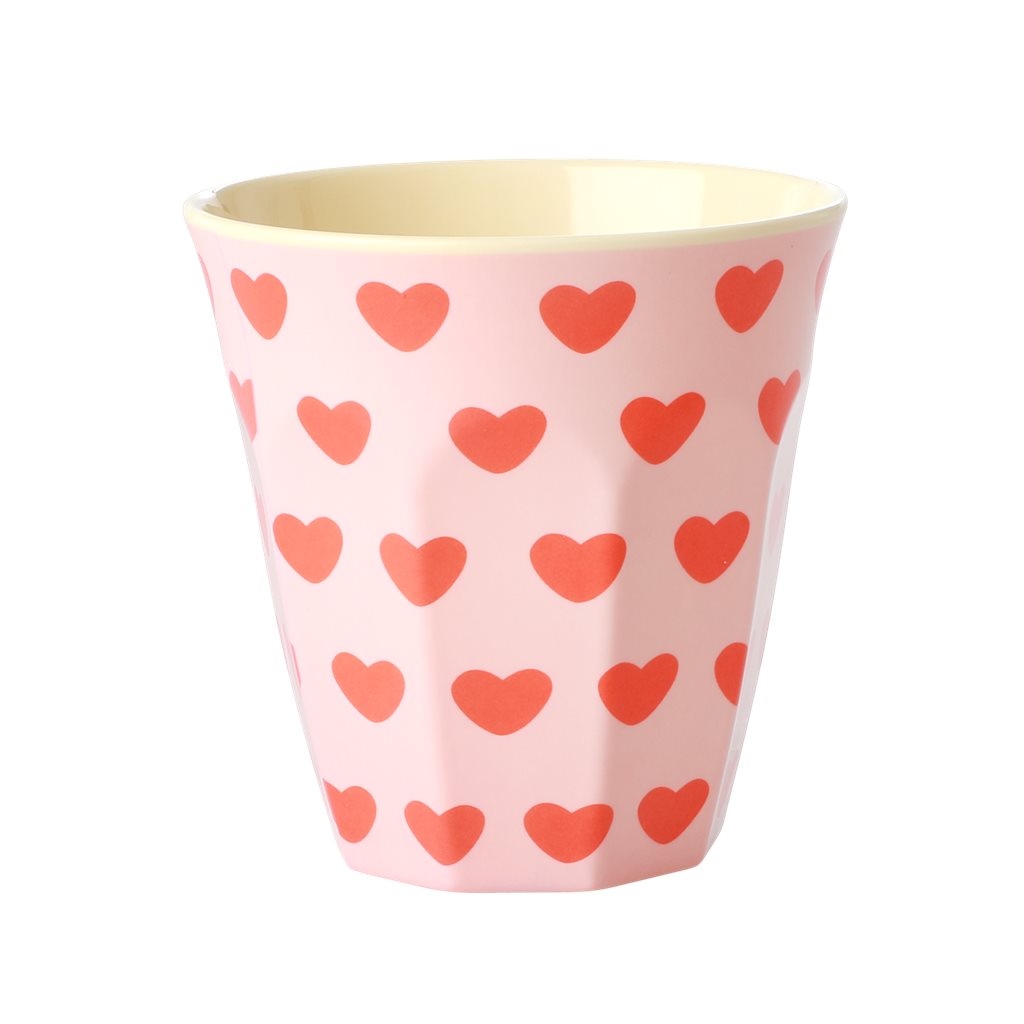 Vaso de melamina - corazones pequeños sobre fondo rosado