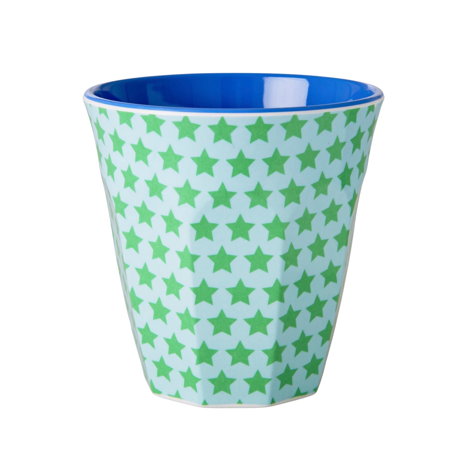 Vaso de melamina - estrellas verdes con interior azul