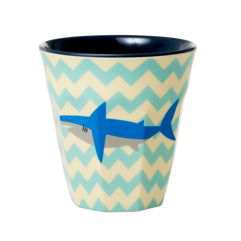 Vaso de melamina - tiburón y zigzag